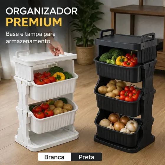 Organizador de Chão Premium Plástico Resistente Para Cozinha Lavanderia e Banheiro Multiuso