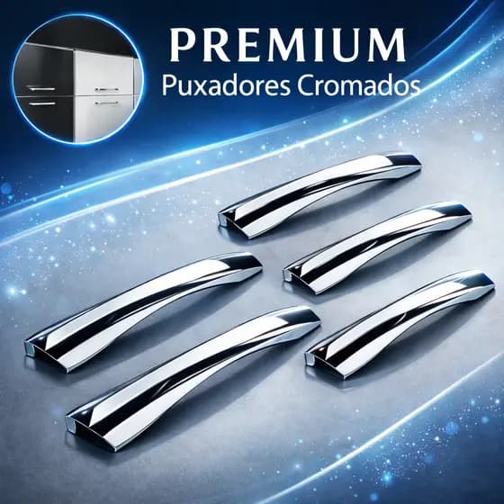 Puxadores Cromado Plástico Premium Design Moderno Para Portas Gavetas