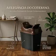 Lixeira Basculante 14L Prática e Higiênica Plástico Ultra Resistente Fácil de Limpar Banheiro Cozinha