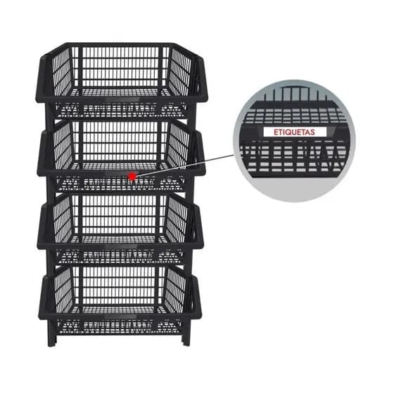 Kit 10 Cestos Grande Empilhável 55 Litros Organizador Expositor Gondola Plástico