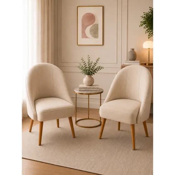 kit 2 Cadeira Lua Decorativa Poltrona Lua Sala de Estar Salão Quarto Estética Decoração Recepção-EXTRA BEGE