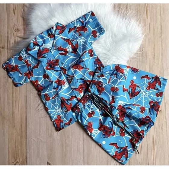 Conjunto Mauricinho Homem Aranha Menino Temático