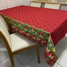 Toalha de Mesa Natalina Lepper Luxo 4/6/8 Lugares Estampa Clássica de Natal