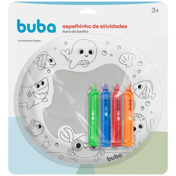 Espelhinho de Atividades Hora do Banho com Giz Bichinhos do Mar Crianças Buba