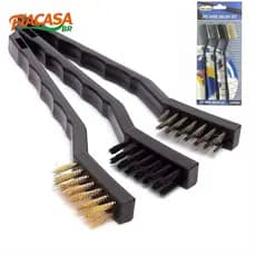 Kit 3-9 Escovas de Aço Multiuso Aço Latão Nylon Cabo Plástico Limpeza Geral
