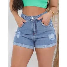maisbonitomo 913 short Jeans feminina casual com rascada cintuta alta com bolso short jeans juvenil natural