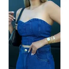 maisbonitomoda 8108/8282 cropped jeans feminina top faixa