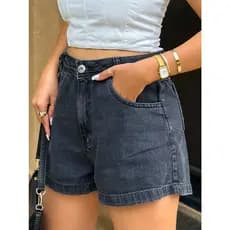 maisbonitomoda 8109 910 911 912 short jeans feminina  Bermuda Feminina preto marmore cinza 8109