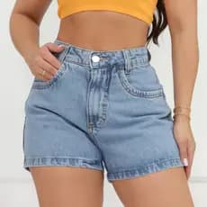 maisbonitomoda 911 Shorts jeans feminino com bolso sem rascada lisa 911