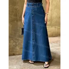 maisbonitomoda 1005 1007 saia jeans feminina saia longa tecido grosso escuro calro