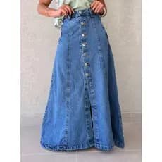 Maisbonitomoda 1023 saia longa jeans feminina  sem rascada