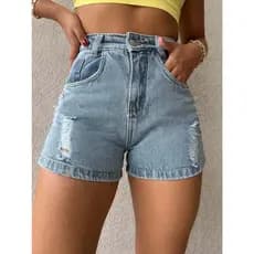 kissmelad 9049  Shorts jeans feminino  short jeans juvenil natural shorts Feminino com rascada perna larga cintuta alta