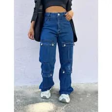 Maisbonitomoda 3022 3027 Calça jeans feminina pantalona wide leg calca Calça cargo lisa cintura alta elegantes