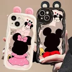 Capinha iphone 11/12/13/14/15 Pro max tpu capa de telefone com cordão macio Disney Mickey Minnie