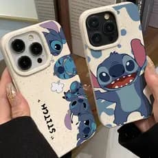 Iphone 11/12/13/14/15 Pro max TPU Capa protetora macia Cartoon Stitch Trigo Capa para telefone Proteção para câmera com