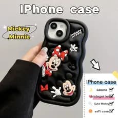 Capinha iphone 11/12/13/14/15 Pro max Capa de telefone macia de silicone Disney cartoon Mickey e Minnie 3D com tudo incl