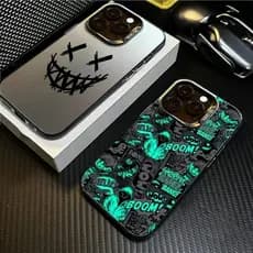 Capinha iphone 17/16/11/12/13/14/15 Pro max IMD Matte Hard Case Cartoon Smiley Face Capa protetora Proteção de câmera co