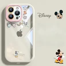 Capinha iPhone 11/12/13/14/15 Pro max TPU transparente fosco shell Disney cartoon Mickey proteção para câmera com tudo