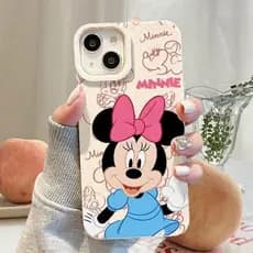 Iphone 11 /12 /13 /14 /15 Pro max Caixa protetora Cartoon Phone Mickey Mouse Minnie Bow Proteção suave à prova de choque