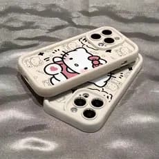 Iphone 11/12/13/16/15 Pro max tpu caso macio dos desenhos animados olá kitty caso de telefone proteção da câmera com tud