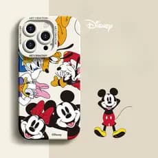 Capinha iphone 13/14/15 Pro max tpu soft shell cartoon Mickey e Minnie capa de telefone fosca com proteção de lente com