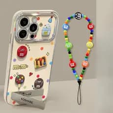 IPhone 11, 12, 13, 14, 15, 16promax, 7plus, xsmax Pulseira Suporte Tridimensional M Bean Phone Case