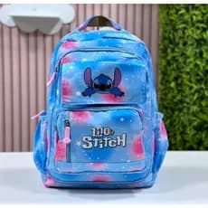 Mochila Bolsa Escolar STITCH Infantil Grande com Barios Divisórias
