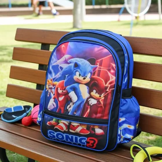 MOCHILA BOLSA ESCOLAR SUPER SONIC GRANDE INFANTIL PERSONAGEN ANIMES