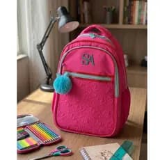 Mochila Escolar Feminina SA com Pompom, Impermeável, Reforçada e Confortável para escola ou Viagem