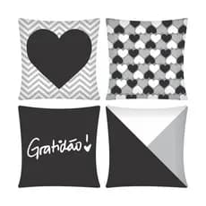 Kit 04 Capas De Almofada 43cm x 43cm Decorativa Estampa De Luxo Black
