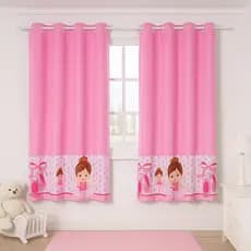 Cortina infantil bailarina quarto de menina cor de rosa