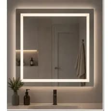 Espelho Com Led Jateado 90X90 Para Banheiro/Quarto/Sala Maquiagem Para Fixação Em Paredes
