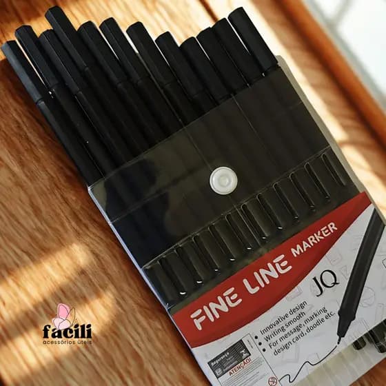 Caneta Ponta Fina 0.4mm Preto - Linha Fina para Escrever e Desenhar