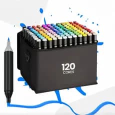 Conjunto de 120 Marcadores Artísticos de Ponta Dupla | Cores Vibrantes, Não Tóxicos e Reversíveis