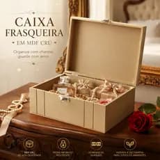 Frasqueira Baixa Baú Organizador frisada MDF com Tampa e Fecho e dobradiça P,M,G Decoração