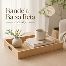 Bandeja Retangular MDF Cru Lisa com Alça para Artesanato Decoração Organizador Vários Tamanhos