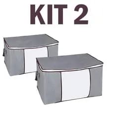KIT 2 Caixa Saco Organizador Cobertor Casaco Guarda Roupa Ecológico Anti-Poeira Umidade Insetos Multiuso