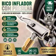 Bico Inflador de Pneu com Presilha Universal Carro Moto Bicicleta Adaptador Válvula Bomba de Ar