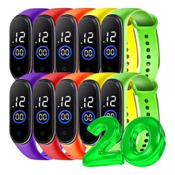 KIT 20  Relógios Coloridos Digital Aprova Agua Led esportivo KIT 40 Relógios Coloridos Digital Aprov