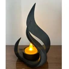 Castiçal Decorativo Moderno com Vela LED | Escultura Decorativa 15cm
