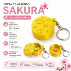 🌸 Chaveiro Porta Comprimido Flor Sakura 3D – Mini Porta Objetos Discreto e Prático