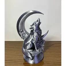 🐺🌙 Lobo da Lua Decorativo – Escultura 3D | 11 cm