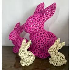 Kit 4 Coelhos Decorativos 3D Vazados – Decoração Páscoa Moderna