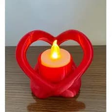 Porta Vela Coração / Castiçal amor infinito Decorativo Vermelho LED Decoração Romântica
