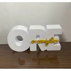 Palavra Decorativa Ore e Confie 3D Branca com Dourado – Decoração Cristã