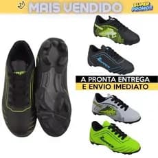 Chuteira para Crianças Infantil Hopper Campo Gramado - Tamanhos 26 a 33, Diversas Cores
