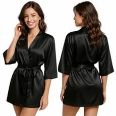 Robe roupão Cetim FemininoManga Longa Com Ajustador Noiva Madrinha Casamento Kimono Debutante Hobby