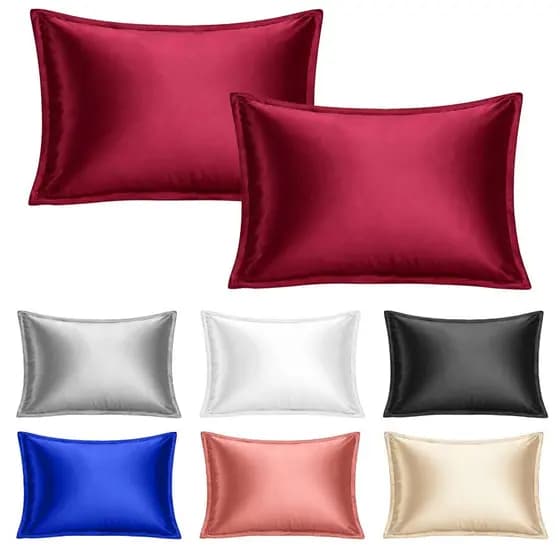 Kit 2 Fronha de Cetim Toque de Seda Capa Travesseiro Fronha AntiFrizz C/ 4 Abas Luxo 50x70cm