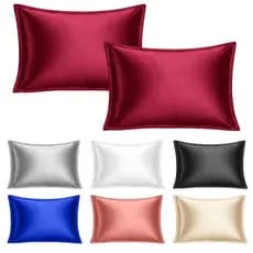 Kit 2 Fronha de Cetim Toque de Seda Capa Travesseiro Fronha AntiFrizz C/ 4 Abas Luxo 50x70cm