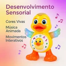 Pato Dançarino Brinquedo  Patinho Musical com Luz Som Infantil Hora de Brincar Estimulante Sensorial